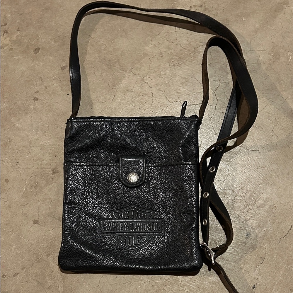 Harley-Davidson Black Textured Messenger Bag